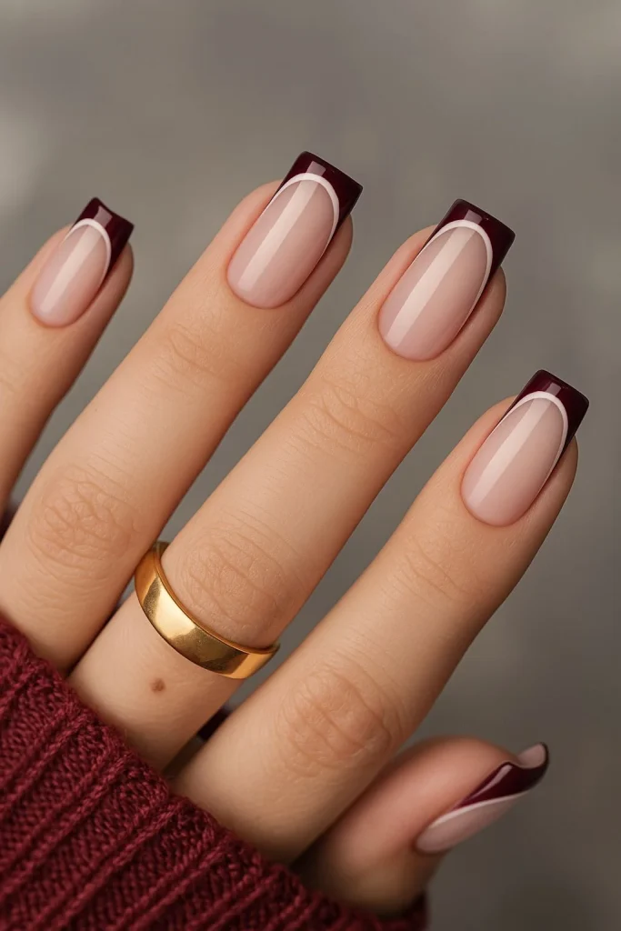 Винний французбкий манікюр на 2026 рік
