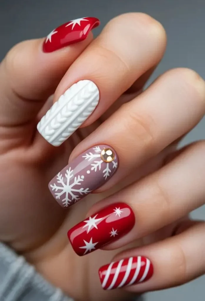 В'язаний манікюр на новий рік 2026