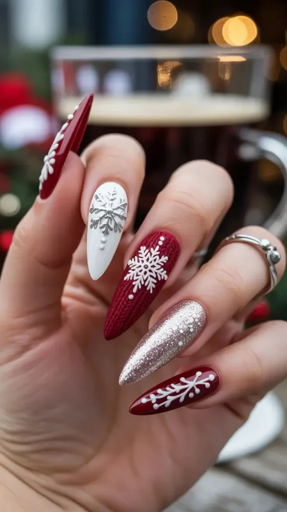 Святковий дизайн на новий рік 2026 на довгі нігті